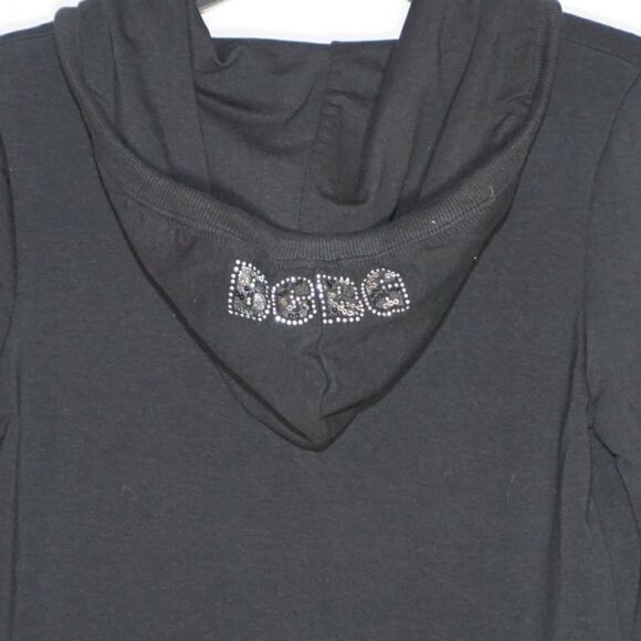BCBGMaxAzria NWT Black Hooded Jacket with Zebra Striped Sequins - Picture 4 of 5